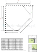 Radaway Essenza PTJ kabina prysznicowa 100x80 cm pięciokątna prawa chrom/szkło przezroczyste 1385010-01-01R/1385055-01-01