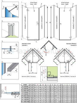 Radaway Essenza PTJ kabina prysznicowa 80x100 cm pięciokątna prawa chrom/szkło przezroczyste 1385010-01-01R/1385054-01-01