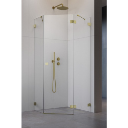 Radaway Essenza Pro Brushed Gold PTJ kabina prysznicowa 80x80 cm prawa złoty szczot/szkło przezro 10100000-99-01R/10100100-01-01