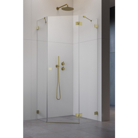 Wpisz KOD: PROMO - 10% Radaway Essenza Pro Brushed Gold PTJ kabina prysznicowa 80x80 cm prawa złoty szczot/szkło przezro 10100000-99-01R/10100100-01-01
