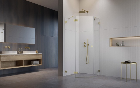 Wpisz KOD: PROMO - 10% Radaway Essenza Pro Brushed Gold PTJ kabina prysznicowa 90x90 cm lewa złoty szczot/szkło przezro 10100000-99-01L/10100200-01-01