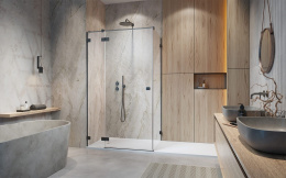 Radaway Essenza Pro Brushed Gunmetal KDJ drzwi prysznicowe 90 cm lewe brushed gunmetal/szkło przezroczyste 10097090-92-01L