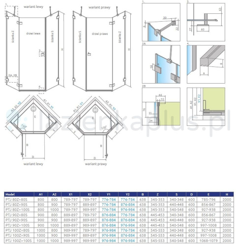 Radaway Essenza Pro White PTJ kabina prysznicowa 90x90 cm prawa biały mat/szkło przezroczyste 10100000-04-01R/10100200-01-01