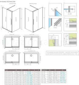 Radaway Furo KDJ drzwi prysznicowe 120 cm lewe miedź szczotkowana/szkło przezroczyste 10104622-93-01L/10110580-01-01