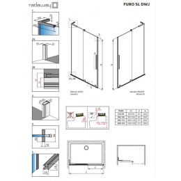 Radaway Furo SL Gold DWJ drzwi prysznicowe 120 cm wnękowe prawe złoty połysk/szkło przezroczyste 10307622-09-01R/10110580-01-01