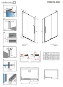 Radaway Furo SLDWJ drzwi prysznicowe 120 cm lewe gunmetal szczotkowany/szkło przezroczyste 10307622-92-01L/10110580-01-01