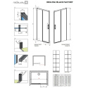 Radaway Idea Black DWJ drzwi prysznicowe 140 cm wnękowe lewe czarny mat/szkło Factory 387018-54-55L