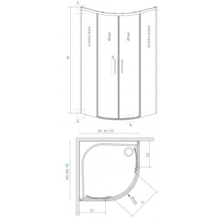 Wpisz KOD: PROMO - 10% Radaway Idea Black PDD kabina prysznicowa 90 cm półokrągła czarny mat/szkło przezroczyste 387139-01-01/387140-54-01