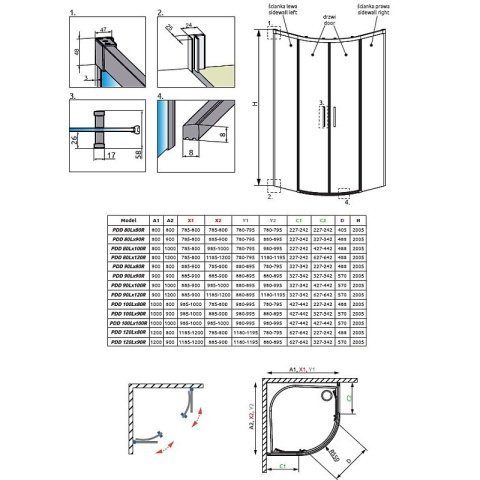 Wpisz KOD: PROMO - 10% Radaway Idea PDD kabina prysznicowa 100 cm półokrągła chrom/szkło przezroczyste 387139-01-01/387142-01-01