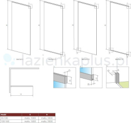 Radaway Modo XL ścianka prysznicowa walk-in czarny mat/szkło przezroczyste 389405-54-01