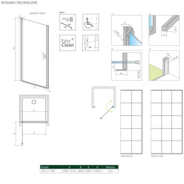 Radaway Nes 8 Black DWJ I Factory drzwi prysznicowe 100 cm wnękowe lewe czarny mat/szkło Factory 10076100-54-55L