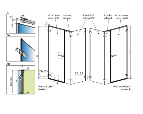 Wpisz KOD: PROMO - 10% Radaway Arta KDS I ścianka prysznicowa 40 cm chrom+/szkło przezroczyste 1386102-03-01