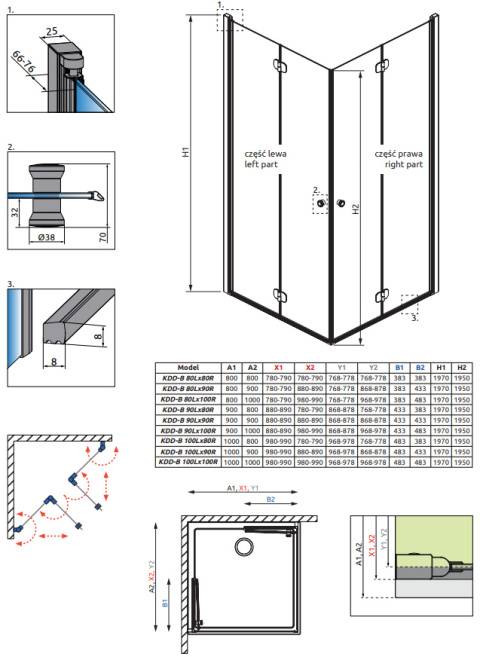 Wpisz KOD: PROMO - 10% Radaway Eos KDD-B kabina prysznicowa 80x90 cm prostokątna chrom/szkło przezroczyste 137343-01-01L