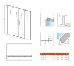 Radaway Espera DWD komplet 2 ścianek prysznicowych do drzwi 140 cm chrom/szkło przezroczyste 380224-01