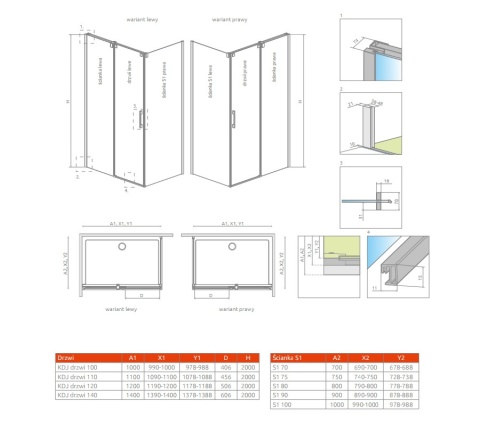 Wpisz KOD: PROMO - 10% Radaway Espera KDJ drzwi jednoczęściowe 140 cm prawe ze ścianką chrom/szkło przezroczyste 380695-01R/380234-01R