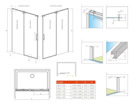 Radaway Espera Pro DWJ ścianka prysznicowa 76 cm prawa chrom/szkło przezroczyste 10091160-01-01R