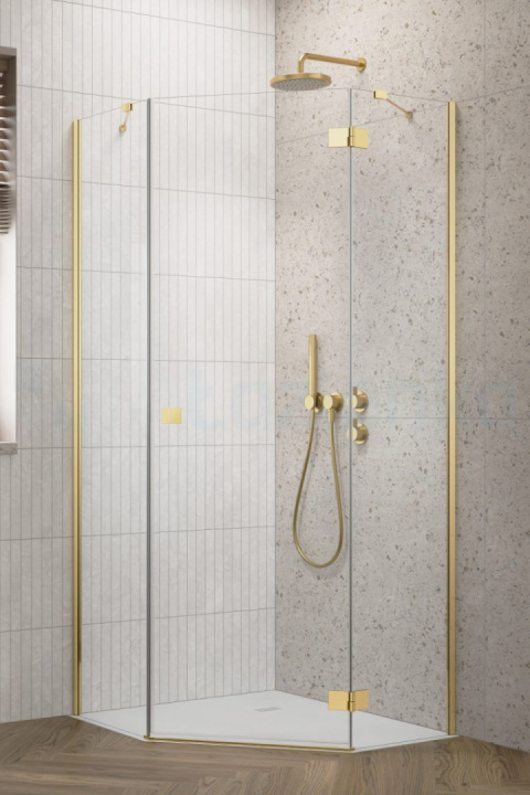 Wpisz KOD: PROMO - 10% Radaway Essenza 8 Gold PTJ drzwi prysznicowe 59,7 cm uchylne złoty połysk/szkło przezroczyste 10490000-09-01R