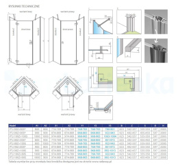Wpisz KOD: PROMO - 10% Radaway Essenza 8 Gold PTJ drzwi prysznicowe 59,7 cm uchylne złoty połysk/szkło przezroczyste 10490000-09-01R