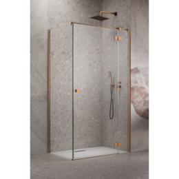 Wpisz KOD: PROMO - 10% Radaway Essenza Brushed Copper KDJ drzwi prysznicowe 90 cm uchylne miedź szczotkowana/szkło przezroczyste 1385044-93-01R