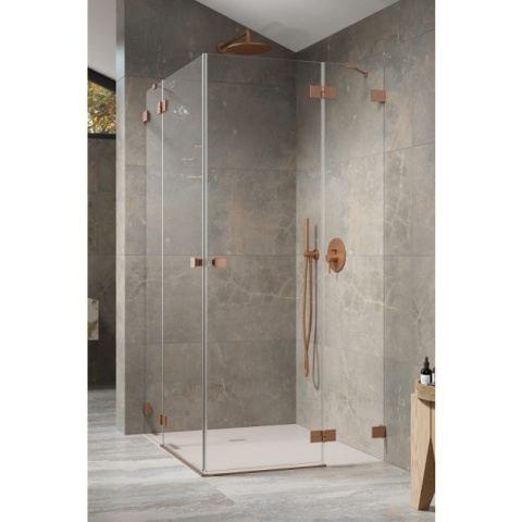 Wpisz KOD: PROMO - 10% Radaway Essenza Pro Brushed Copper KDD kabina prysznicowa część prawa 100x100 cm miedź szczotkow/szkło przezrocz 10096100-93-01L