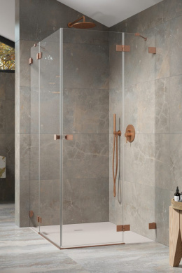 Wpisz KOD: PROMO - 10% Radaway Essenza Pro Brushed Copper KDD kabina prysznicowa część prawa 90x90 cm kwadratowa 10096090-93-01R