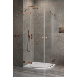 Wpisz KOD: PROMO - 10% Radaway Essenza Pro Brushed Copper PDD kabina prysznicowa część lewa 90x90 cm półokrągła 10095090-93-01L