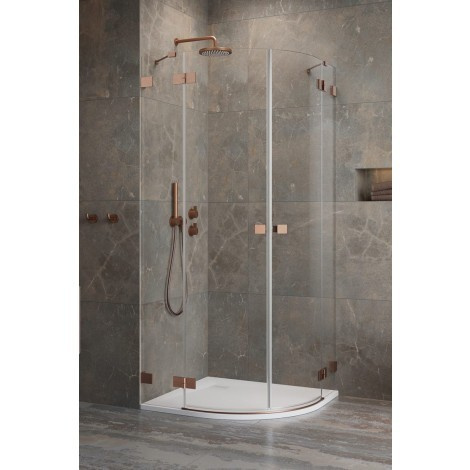 Wpisz KOD: PROMO - 10% Radaway Essenza Pro Brushed Copper PDD kabina prysznicowa część lewa 90x90 cm półokrągła 10095090-93-01L