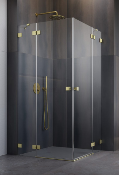 Wpisz KOD: PROMO - 10% Radaway Essenza Pro Brushed Gold KDD kabina prysznicowa część lewa 80x80 cm kwadratowa 10096080-99-01L