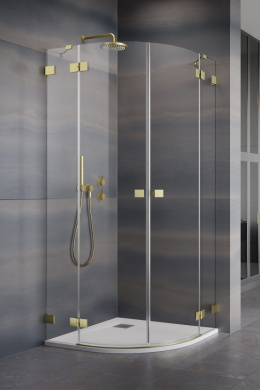 Wpisz KOD: PROMO - 10% Radaway Essenza Pro Brushed Gold PDD kabina prysznicowa część lewa 80x80 cm półokrągła 10095080-99-01L