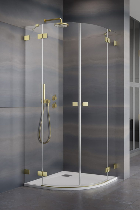 Wpisz KOD: PROMO - 10% Radaway Essenza Pro Brushed Gold PDD kabina prysznicowa część lewa 80x80 cm półokrągła 10095080-99-01L