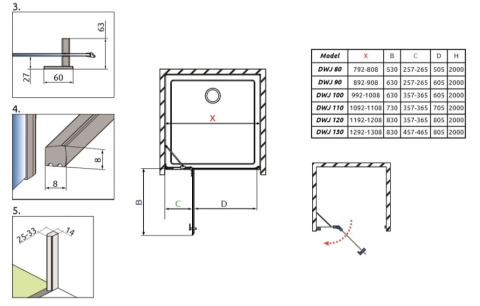 Radaway Essenza Pro Brushed Gunmetal DWJ drzwi prysznicowe 100 cm wnękowe lewe gunmetal szczotko/szkło przezrocz 10099100-92-01L