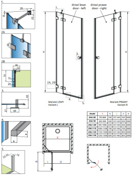 Radaway Essenza Pro Brushed Gunmetal DWJ drzwi prysznicowe 90 cm wnękowe prawe gunmetal szczotkow/szkło przezrocz10099090-92-01R