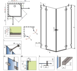 Radaway Essenza Pro Gold KDD kabina prysznicowa część prawa 90x90 cm kwadratowa 10096090-09-01R