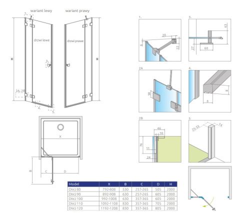Radaway Essenza Pro KDJ drzwi prysznicowe 80 cm prawe chrom/szkło przezroczyste 10097080-01-01R