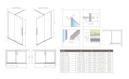 Radaway Furo Black Walk-In drzwi prysznicowe 150 cm rozsuwane prawe czarny mat/szkło przezroczyst 10106788-54-01R/10110744-01-01