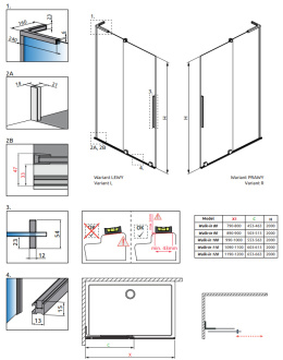 Radaway Furo SL Gold Walk-In drzwi prysznicowe 100 cm lewe złoty połysk/szkło przezroczyste 10306538-09-01L/10110494-01-01