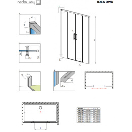 Radaway Idea Black DWD drzwi prysznicowe 190 cm wnękowe czarny mat/szkło przezroczyste 387129-54-01