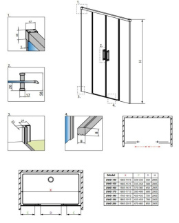 Radaway Idea DWD drzwi prysznicowe 150 cm wnękowe dwuskrzydłowe złoty połysk/szkło przezroczyste 387125-09-01