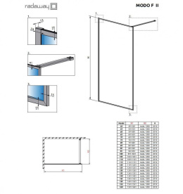 Radaway Modo F Brushed Gold II ścianka prysznicowa walk-in 130 cm złoty szczotkowany/szkło przezroczyste 10409134-99-01