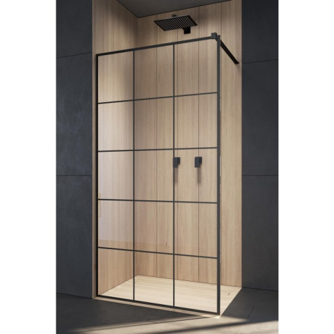 Wpisz KOD: PROMO - 10% Radaway Modo New Black II Factory Walk-In ścianka prysznicowa 120 cm czarny mat/szkło factory 389124-54-55