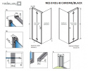 Radaway Nes 8 DWB Black drzwi prysznicowe 70 cm wnękowe lewe czarny mat/szkło przezroczyste 10079070-54-01L