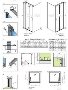 Radaway Nes 8 KDJ B drzwi prysznicowe 100 cm lewe chrom/szkło przezroczyste 10075100-01-01L