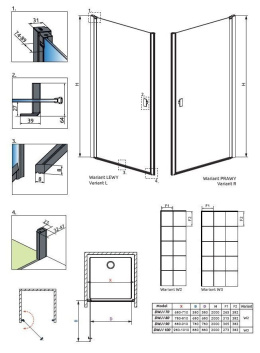 Radaway Nes Black DWJ I drzwi prysznicowe 90 cm lewe czarny mat/szkło Factory 10026090-54-55L