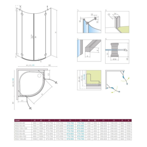 Radaway Nes Black KDJ I Frame drzwi prysznicowe 100 cm lewe czarny mat/szkło Frame 10022100-54-56L