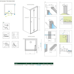 Radaway Nes Brushed Gold KDJ-B drzwi prysznicowe 90 cm składane złoty szczotkowany/szkło przezroczyste 10025090-99-01R