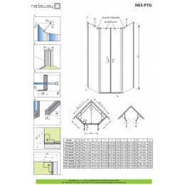 Radaway Nes PTD kabina prysznicowa 80x80 cm pięciokątna chrom/szkło przezroczyste 10051000-01-01/10051400-01-01