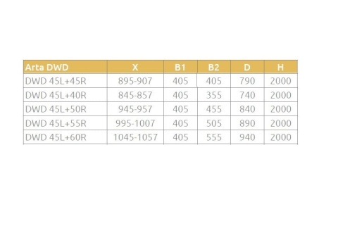 Wpisz KOD: PROMO - 10% Radaway Arta DWD drzwi wnękowe 45 cm prawe chrom+/szkło przezroczyste 386031-03-01R