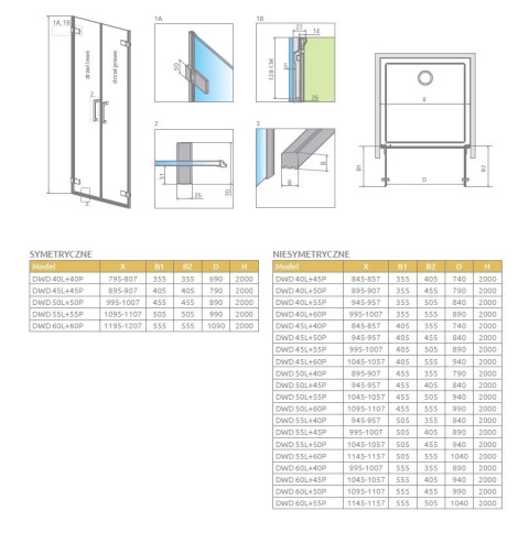 Wpisz KOD: PROMO - 10% Radaway Arta DWD drzwi wnękowe 50 cm lewe chrom+/szkło przezroczyste 386032-03-01L