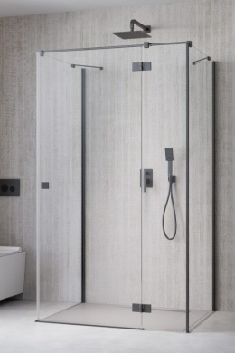 Wpisz KOD: PROMO - 10% Radaway Essenza Brushed GunMetal KDJ+S drzwi prysznicowe 90 cm uchylne gunmetal szczotkowany/szkło przezroczyste 1385020-92-01R