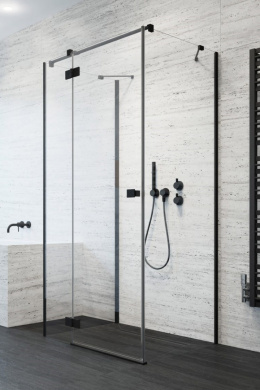 Wpisz KOD: PROMO - 10% Radaway Essenza New Black KDJ+S drzwi prysznicowe 120 cm lewe czarny mat/szkło przezroczyste 1385024-54-01L